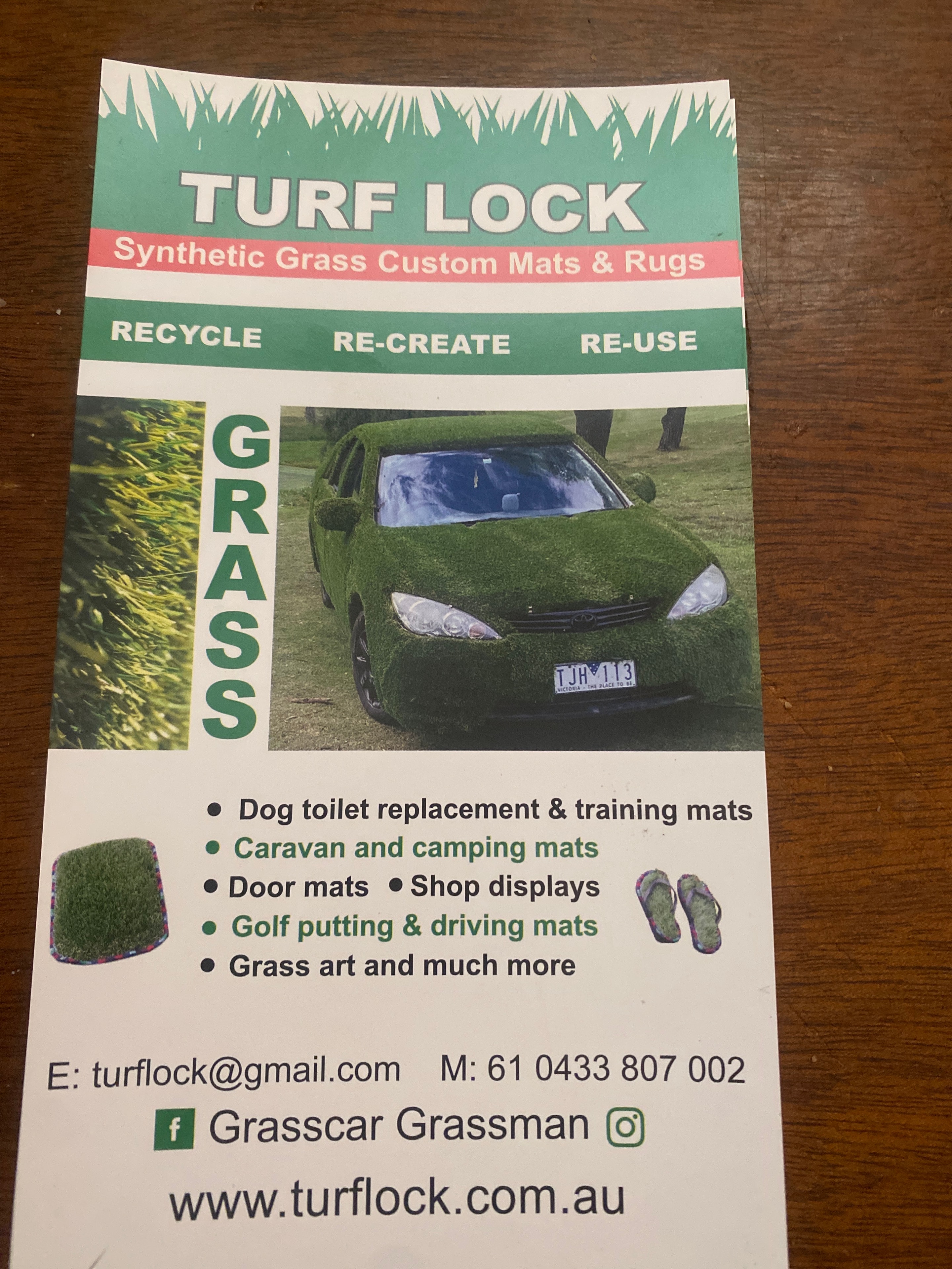 Turf Lock recycled synthetic grass mats and rugs display